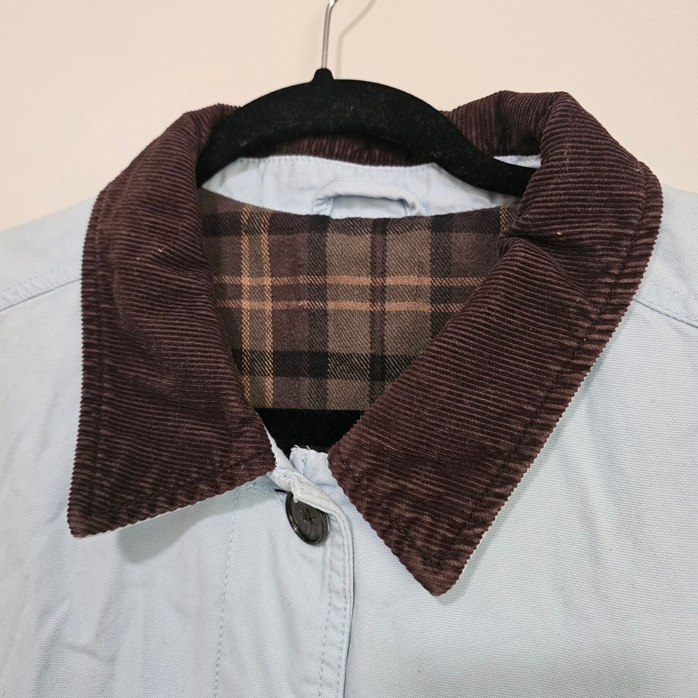 Lands End‎ Blue Barn Jacket Corduroy Collar Flannel Lined Womens 2XL Chore Coat - Picture 3 of 12